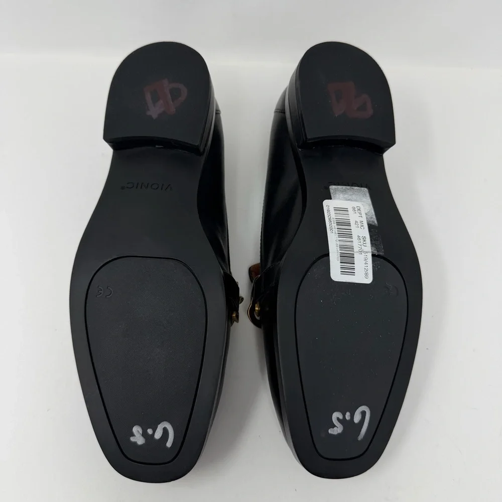 Vionic Mizelle Chain Loafer Shoes Leather Black Size 6.5